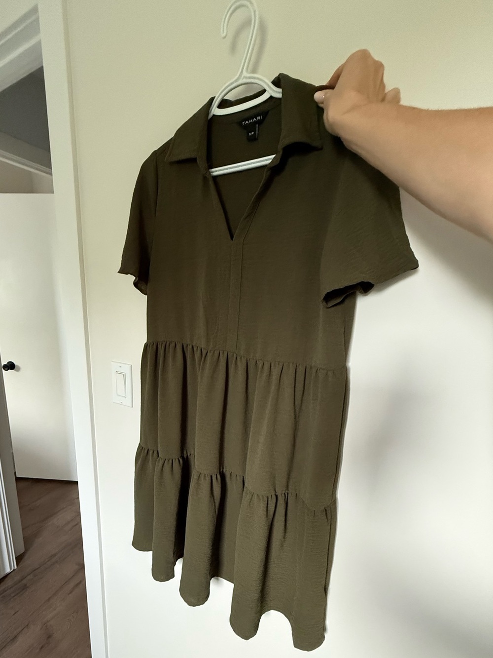Tahari Olive Tiered Polo Dress